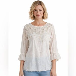 New Sundance 100% Cotton Eyelet Embroidered Top